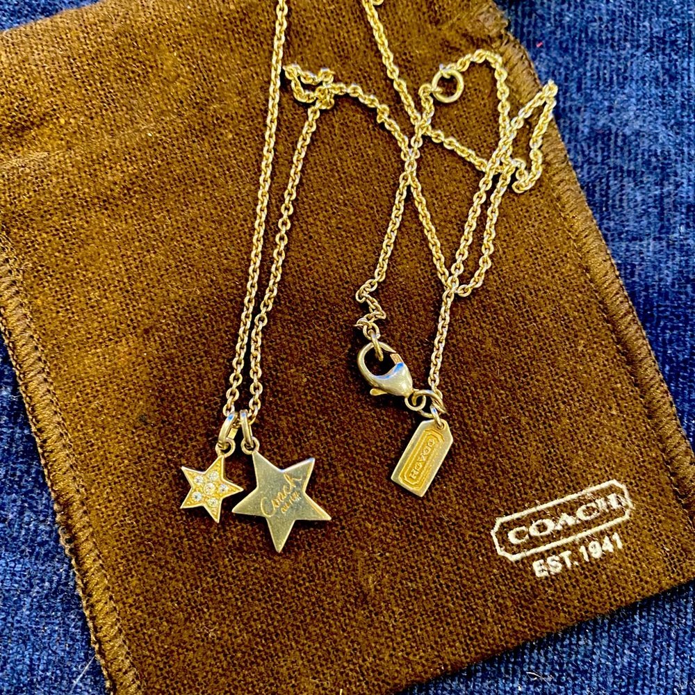 COACH double star sterling silver necklace